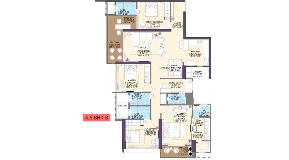 Ganga-Platinum-Floor-Plan-4.5BHK-1950 sqft
